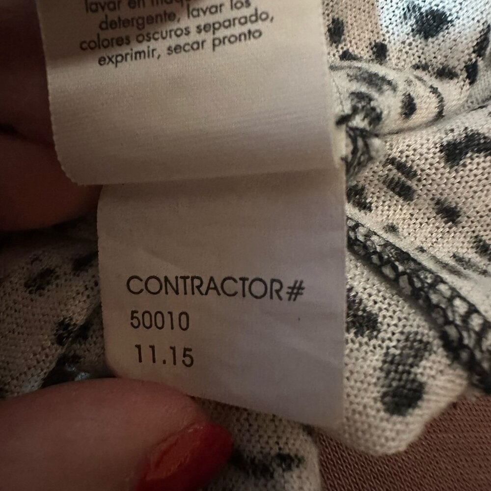 Calvin Klein Top Women’s Large Black And White Dot Print Color Block Pocket - Picture 11 of 13